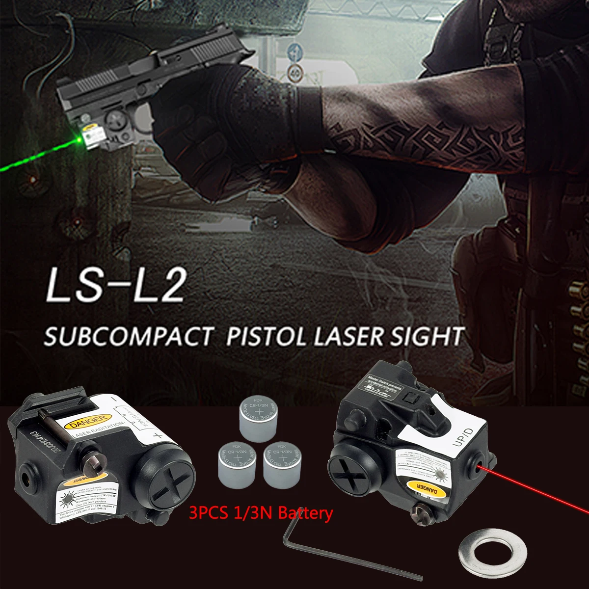 

Tactical LS-L2 Weapon Gun Red Green Dot IR Infrared Aiming Laser Pointer Sight With Battery For Pistol Taurus G2C G3C Glock 17