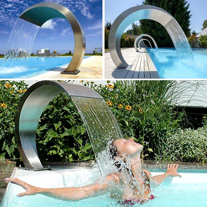 Фото Фонтан-водопад для аквапарка Pikes Aqua Park из нержавеющей стали 304, серебристый/золотистый, экологичный №4