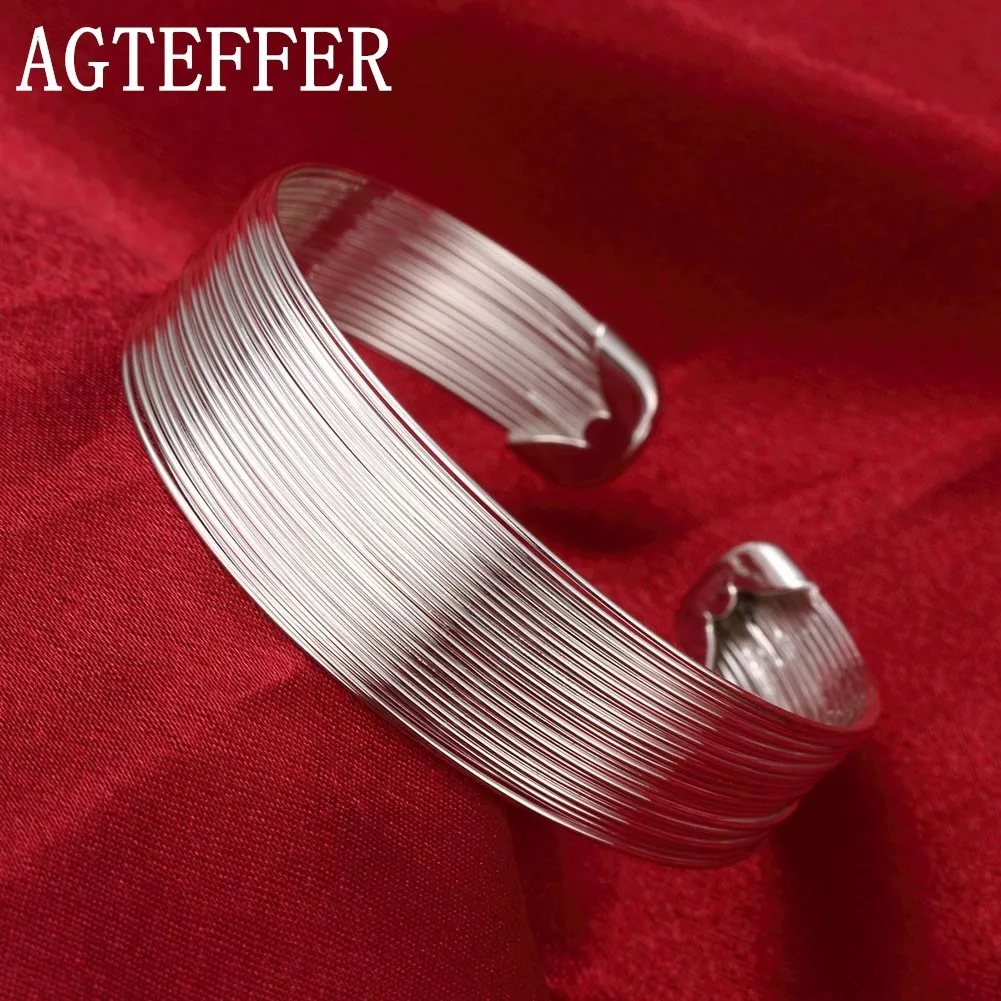 

AGTEFFER 925 Sterling Silver Multi-Line Bracelets Bangle For Women Fashion Jewelry High Quality Gift Free shipping