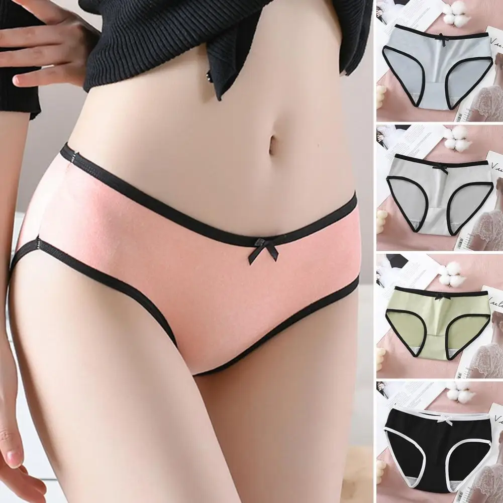 

Women Panties Contrast Color Bow Sexy Stretchy Moisture-wicking Briefs Women Underpants for Daily Wear Female Clothing
