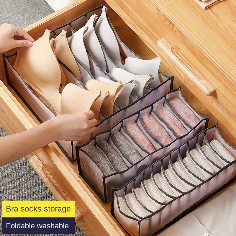 

storage bag[Futurism] Underwear Storage Box Drawer Grid Socks Panties Finishing Box Three-Piece Wardrobe Separated by Underwear