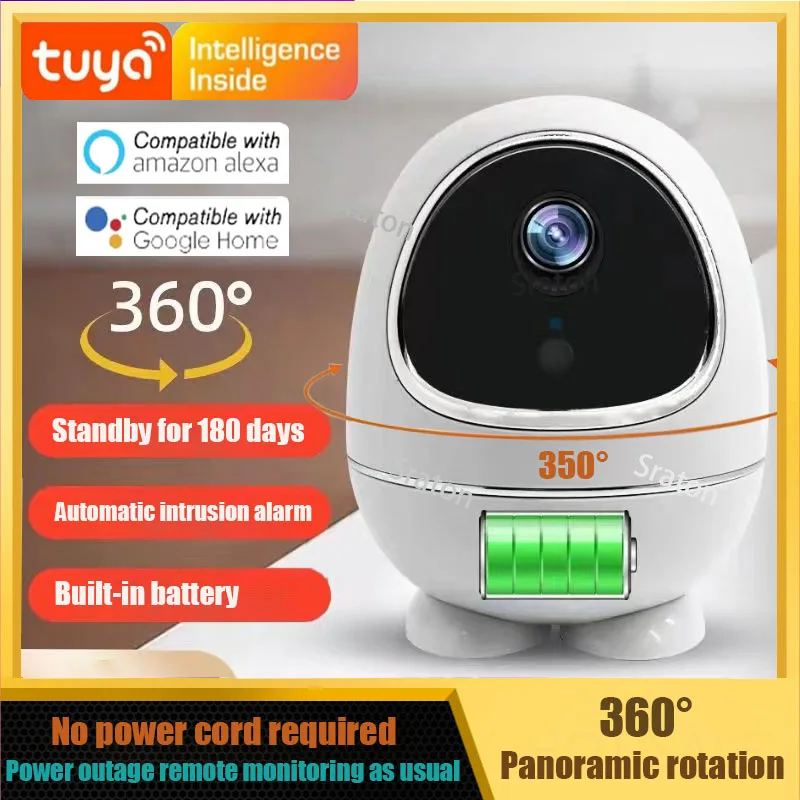 

Tuya panoramic PTZ indoor battery camera wireless high-definition night vision intelligent low-power infrared sensor monitoring