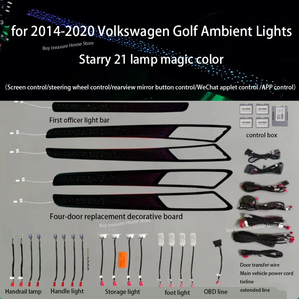

Для Volkswagen Golf 7 GOLF 7,5 2014-2020 декоративная светодиодная атмосферная лампа с подсветкой