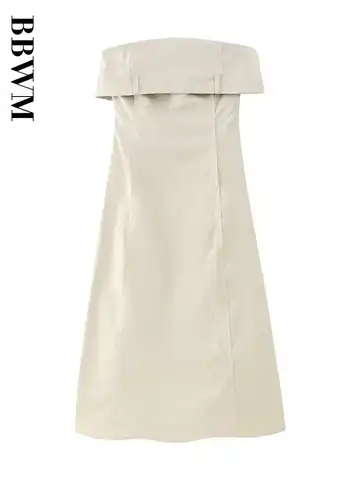 Summer 2023 Women Dress Straight Collar Vintage Sleeveless Female Solid Color Temperament Dew Shoulder Fashion Party Dresses