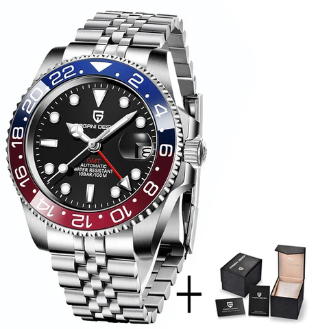 PAGANI Дизайн Топ бренд сапфировое стекло механические часы reloj hombre Роскошные мужские автоматические наручные часы из нержавеющей стали GMT часы