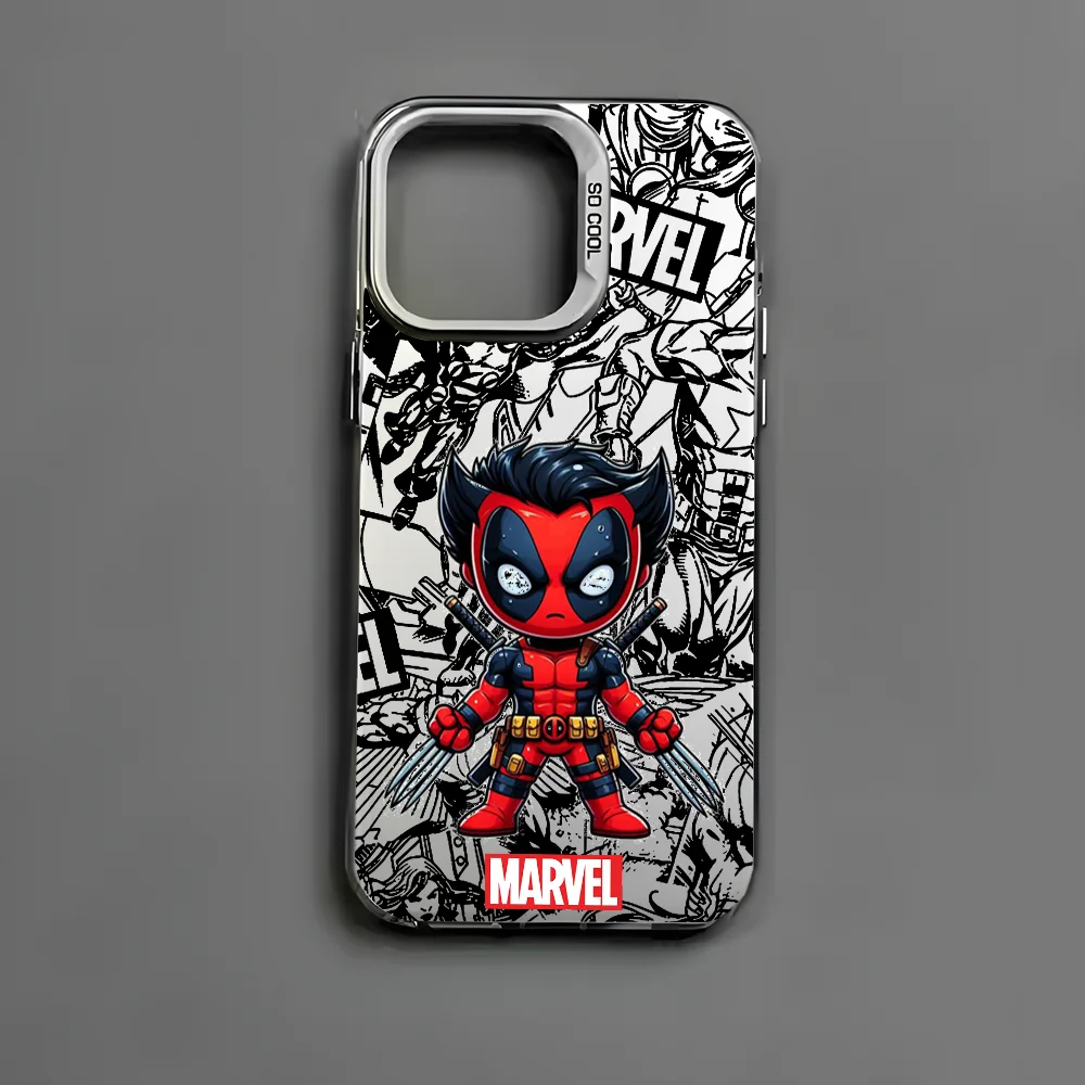 Чехол для телефона Deadpool Thanos iPhone 16 15 14 13 12 11 Pro Max черный матовый многоцветный