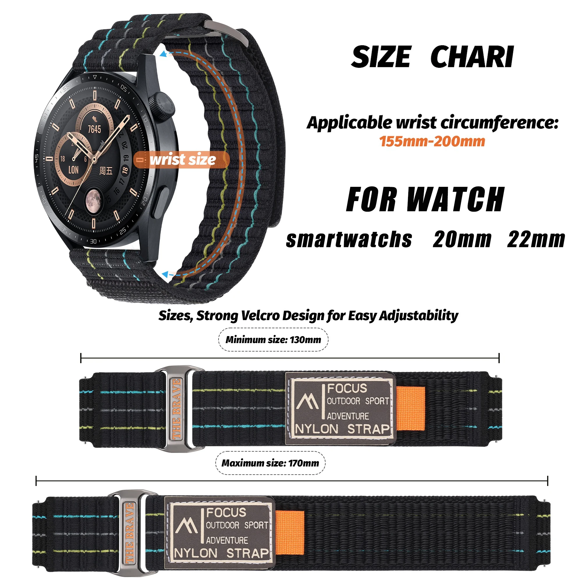 20mm 22mm Trail Loop Strap for Samsung Galaxy Watch 7 6 5 4 classic pro active 2 gear3 Bracelet Huawei gt5 3 band