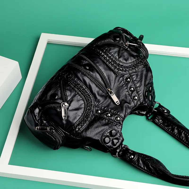 Luxury Handbags Women's Shoulder Bag Fashion Design Button Rivet Weave Crossbody Bag Vintage Large Handbag Female Travel Totes