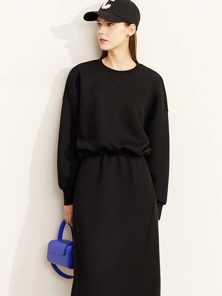 

AMII Minimalism New Autumn Two Piece Set Casual Loose Pullover Hoodies Straight Elestic Waist Skirt Female Clothing Set 12240862