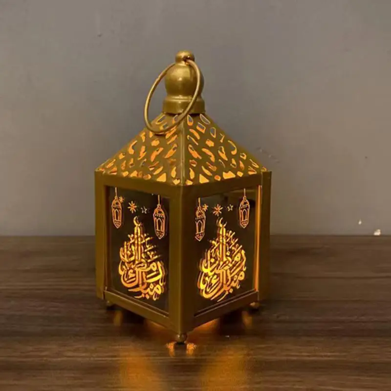

Eid Mubarak Iron Art Small Lantern Led For Home 2023 Ramadan Mubarak Gifts Lanterns Ramadan Kareem Decoration Lamp Wind Light