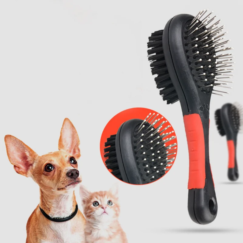 

Puppy 2 Short Pet Sided Pet Fur For Brush Dog Sizes Hair Faces Tool Cat Double Long Bath Pet Dogs Comb Grooming Black