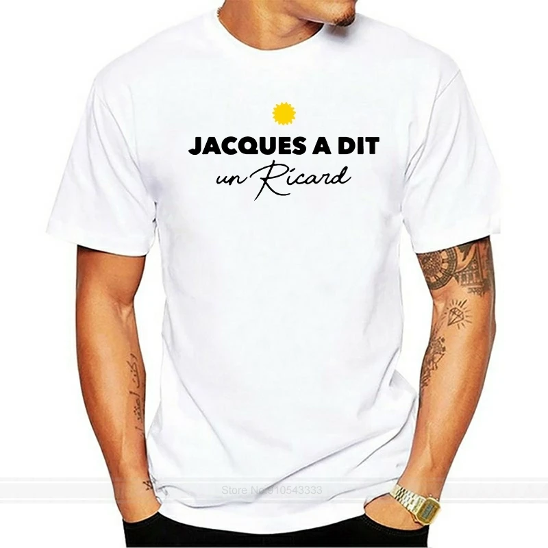 

Футболка Мужская/Женская хлопковая, модная рубашка Жак а дит Un Ricard, европейские размеры, на лето