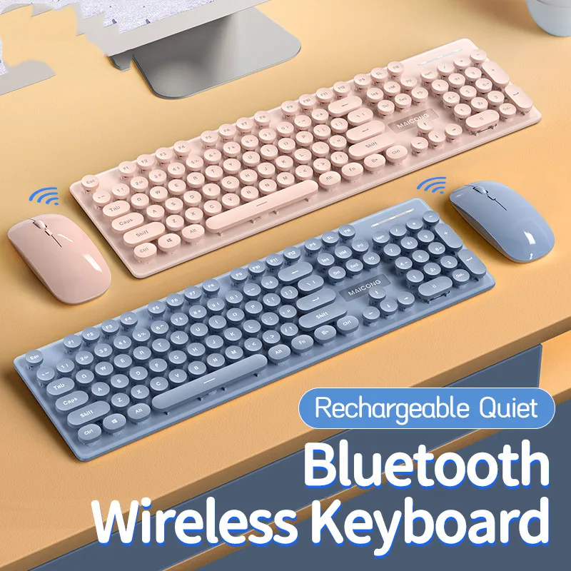

Wireless Keyboard and Mouse Combo Bluetooth Full Size 104 Keys Keyboard and Portable Wireless Mouse for Windows PC iPad