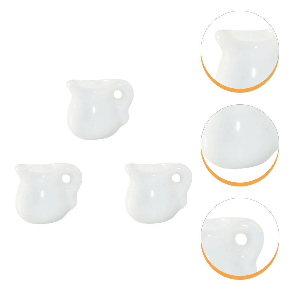 

3pcs Miniature Porcelain Sauce Jugs Mini White Jugs Kitchen Decors