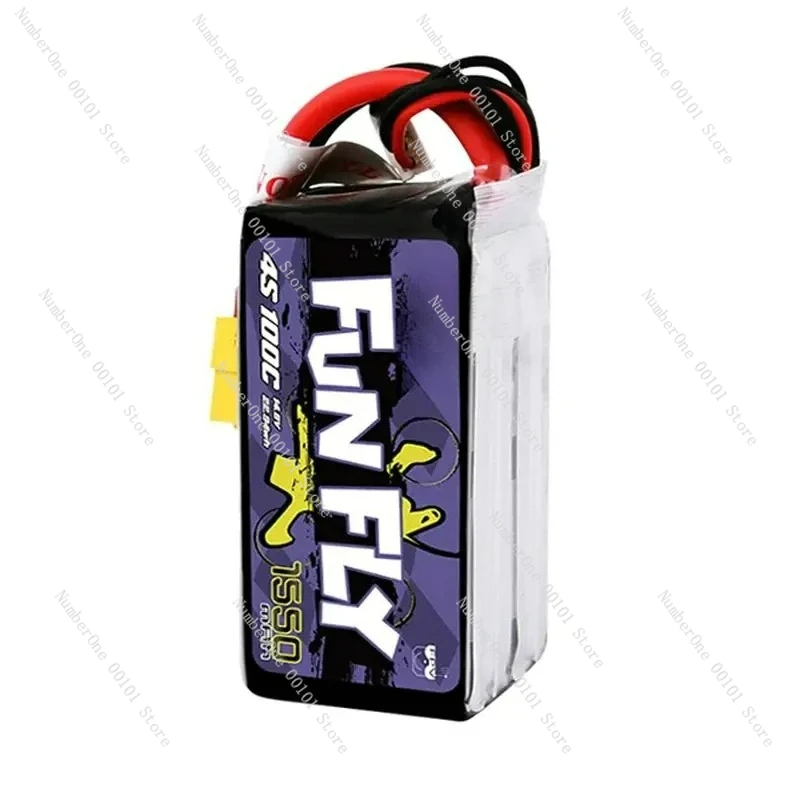 Фото FUNFLY 1300 мАч 1550 мАч 1800 мАч 3S 4S 11,1 В 14,8 В 100C Lipo Батарея XT60 Разъем для FPV 250 230 210 180 Размер №1