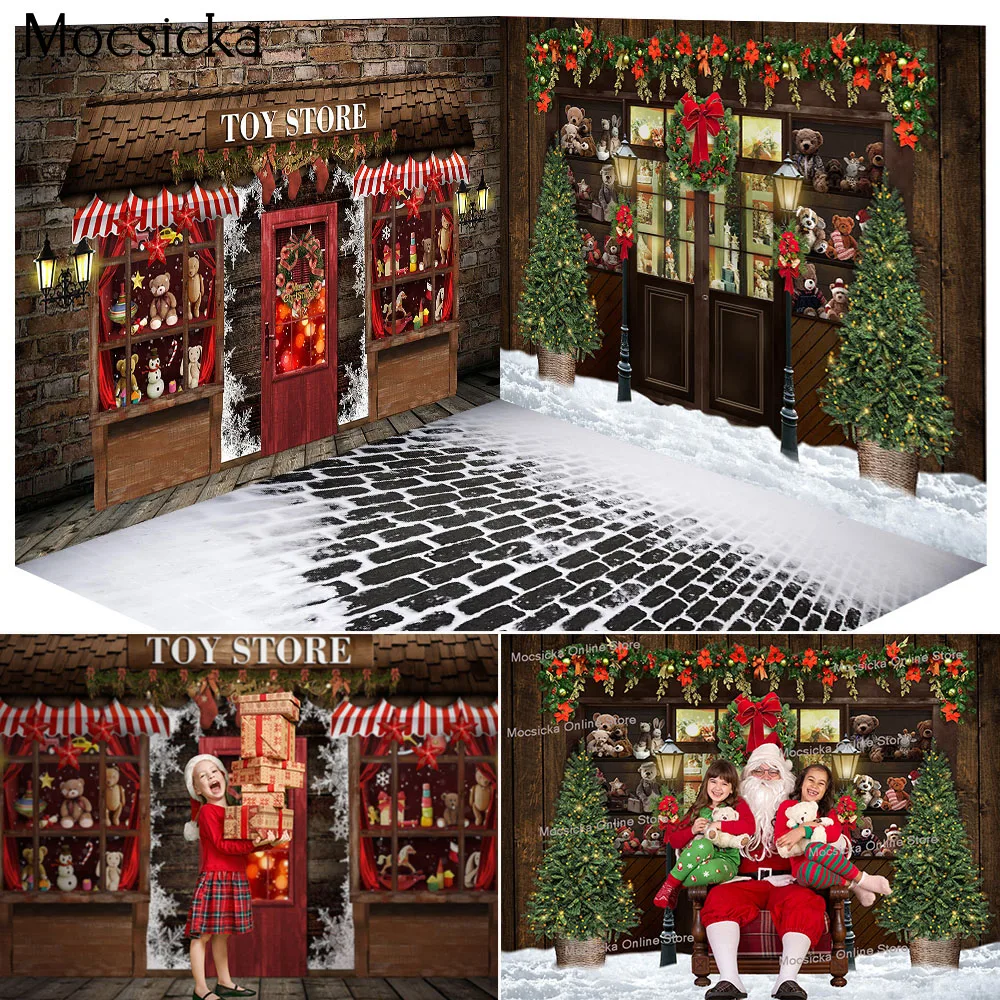 

Медведь игрушечный магазин 3d баннер Декор рождественские подарки счетчик фон фотосессия дети портрет Рождественская комната Фотография