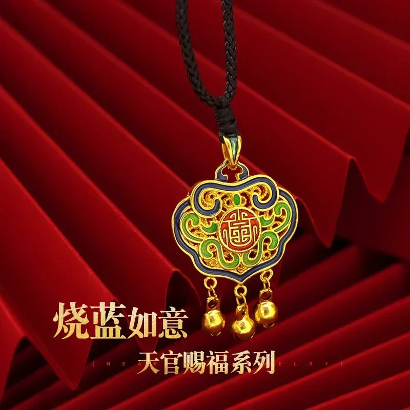 9999 натуральное золото 24 К Золотая серия благословения Tianguan в этническом