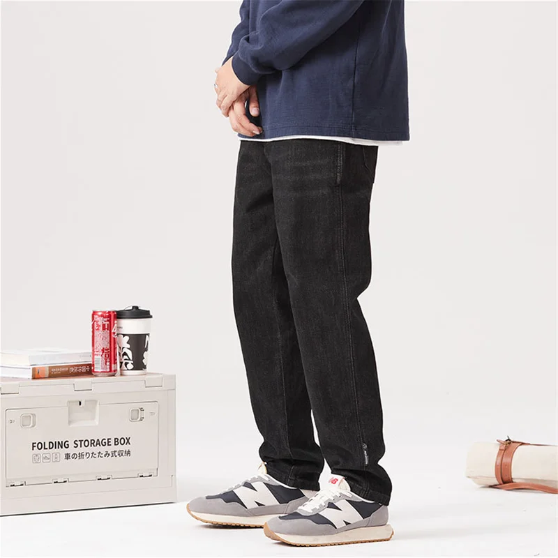 Men Clothing 2022 New Pattern Recreational Vintage Broad Leg Black Jeans Straight Cylinder Large  Loose Mop Pants Autumn Female