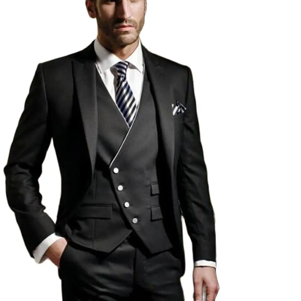 

Новый Классический мужской костюм Smolking Noivo Terno, приталенные вечерние костюмы Easculino для мужчин, черный официальный Блейзер, свадебные смокинг...