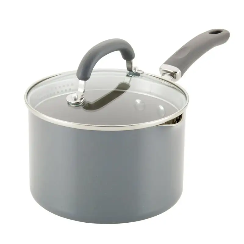 

Delicious Aluminum Non-stick Straining Saucepan, 3-Quart, Teal Shimmer