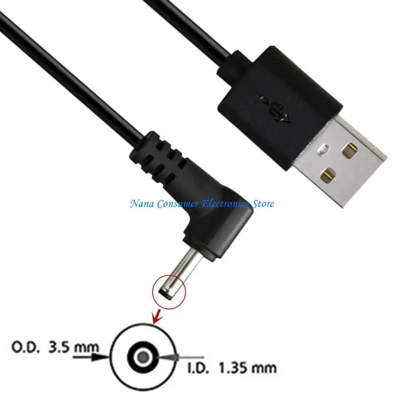 Фото G7NE Короткий адаптер USB-DC5V 3,5x1,35 мм, 25 см, с локтевой головкой, шнур для быстрой зарядки, черный цвет №2