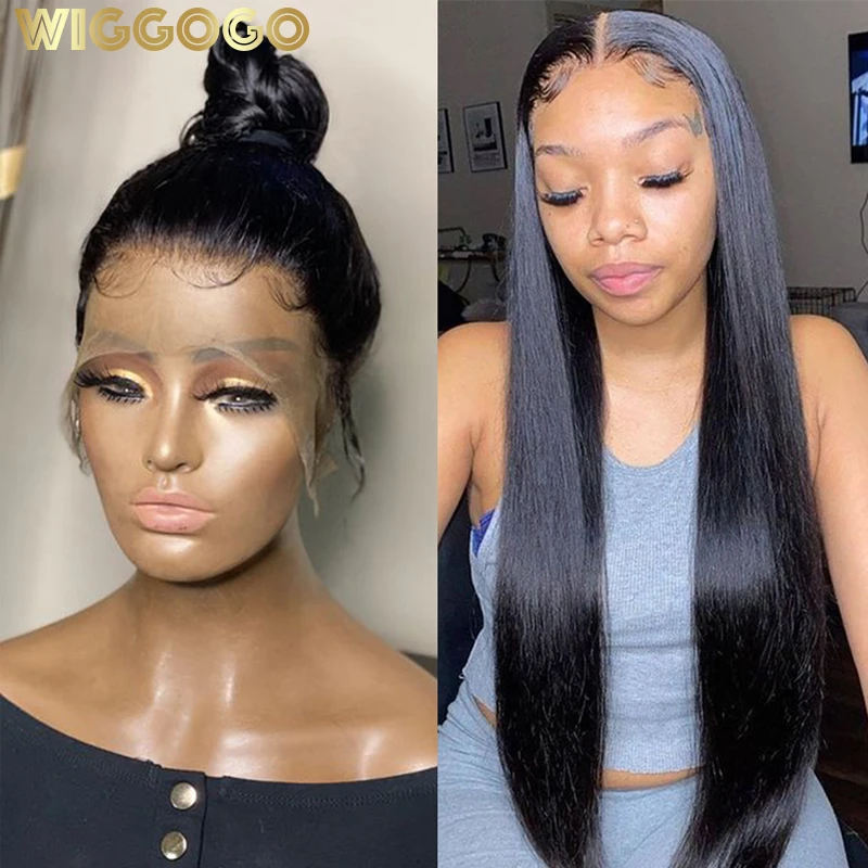 Wiggogo Transparent Lace Frontal Wig Human Hair 13X4 13X6 Bone Straight Lace Front Wigs Glueless 30 Inch 360 Hd Lace Frontal Wig