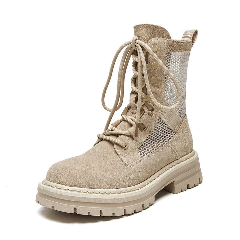 AIYUQI Mesh Boots Women 2023 New Summer Cool Boots Women British Style Casual Genuine Leather Women Short Boots