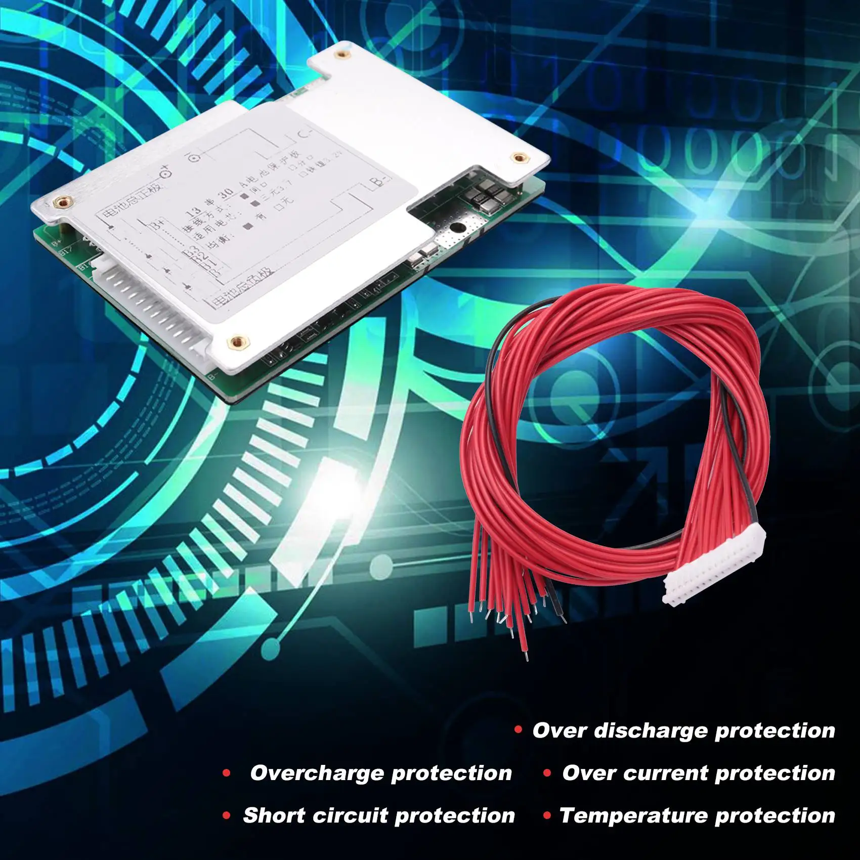 Плата защиты литий-ионныхлитий-полимерных аккумуляторов (BMS PCB) A65I 13S 48V 30A с балансировкой и радиатором для электровелосипедов и электросамокатов (art.: 3920dbccd3bf6) - 3920dbccd3bf6