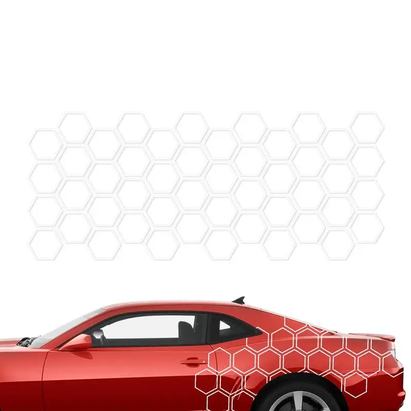 

Car Honeycomb Side Sticker Car Door Side Decals Stickers Decoration 50*200cm/19.68*78.74in Hexagon Honeycomb Car Full Wrap