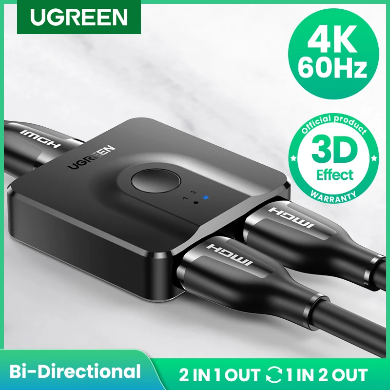 Сплиттер HDMI UGREEN 3D 4K для Xiaomi Mi Box двунаправленный кабель-переключатель Xbox PS4