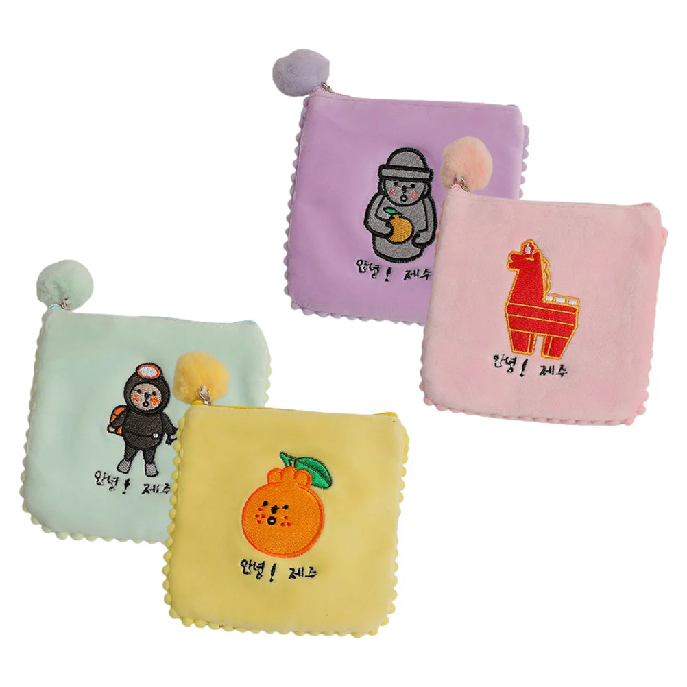 

4 Pcs Zipper Period Pouch Tampon Holder Sanitary Napkin Storage Bag Daily Use Cloth Delicate Multi-function Portable Girl