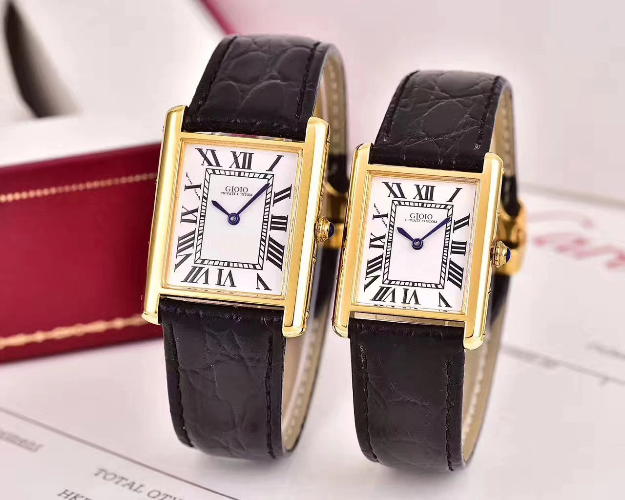 

Women Gold White Rome Quartz Lady Brown Black Leather Watch