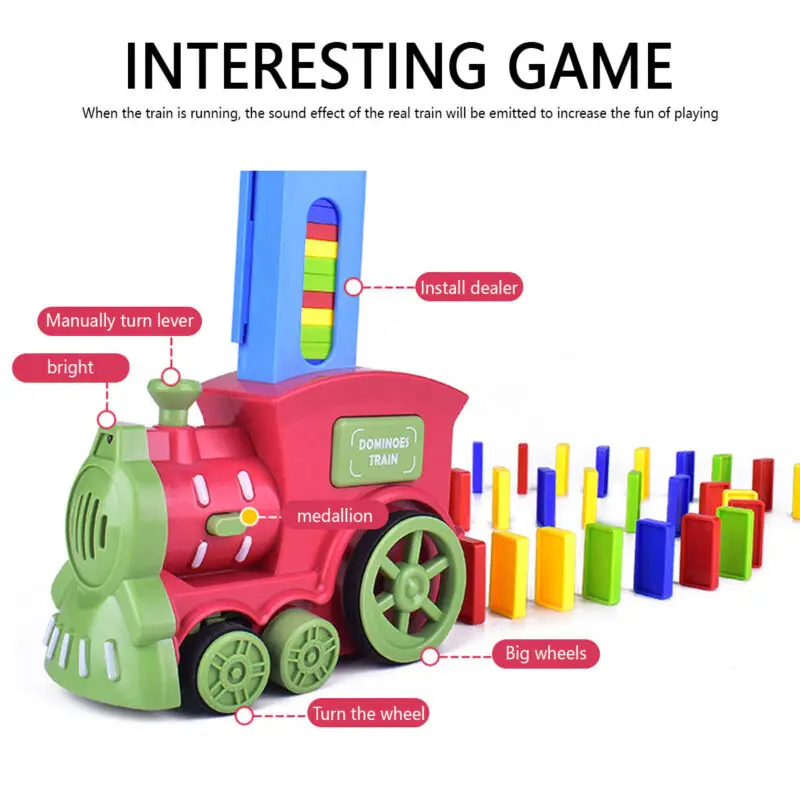 

Kids Automatic Laying Domino Train Electric Car Dominoes Set Brick Blocks Kits Games Educational Toys Children DIY Toy Boys Gift