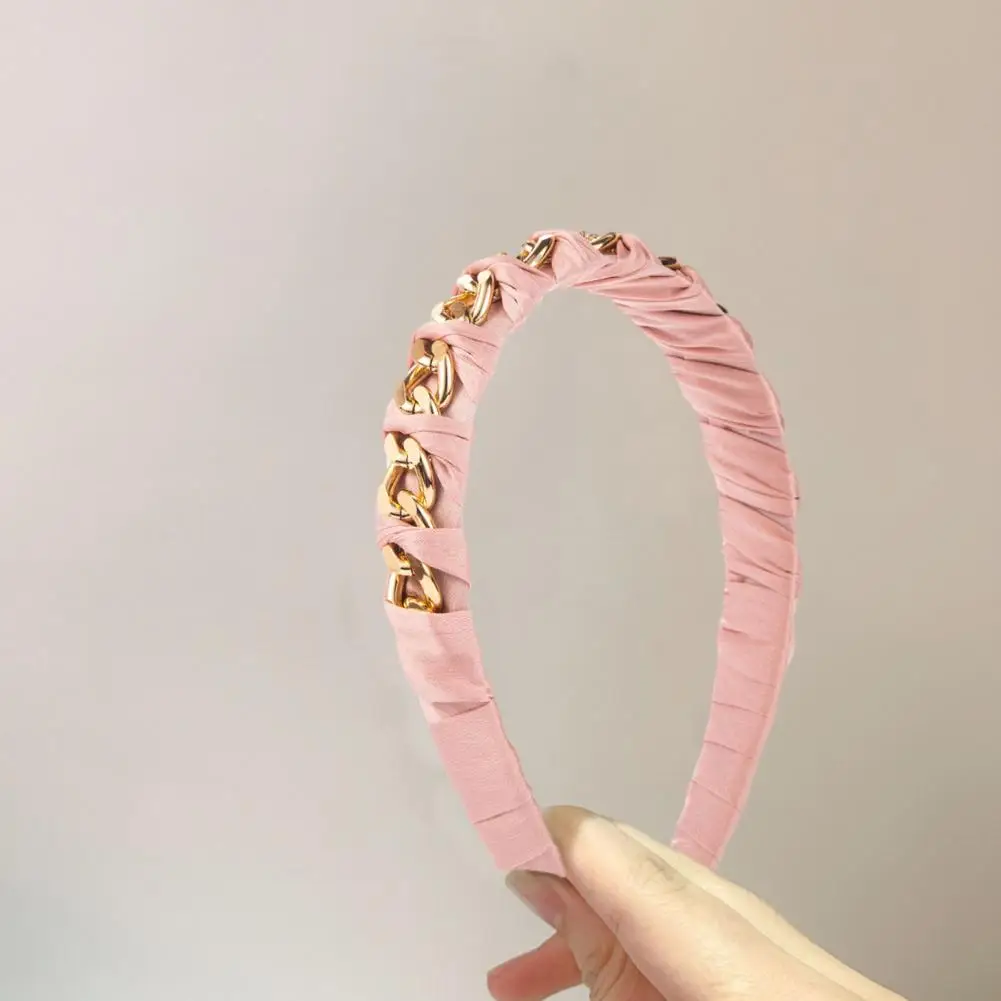 

Lady Headwear Colorful Twisted Headbands for Women Elastic Hair Accessories with Anti-slip Design Chain Fabric Decoration Chain