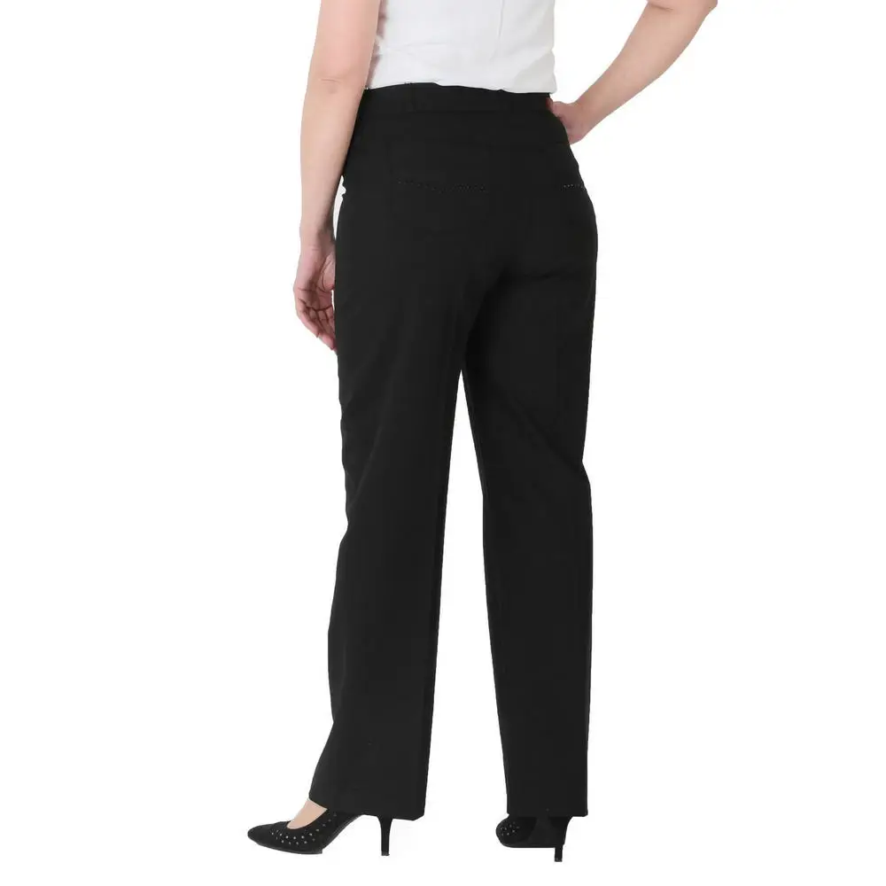 Fierte Women Plus Size Pants Nvr1156 Fabric Normal Waist Straight Bell-Bottomed Ankle Zipper Closure Spring Autumn Elegant