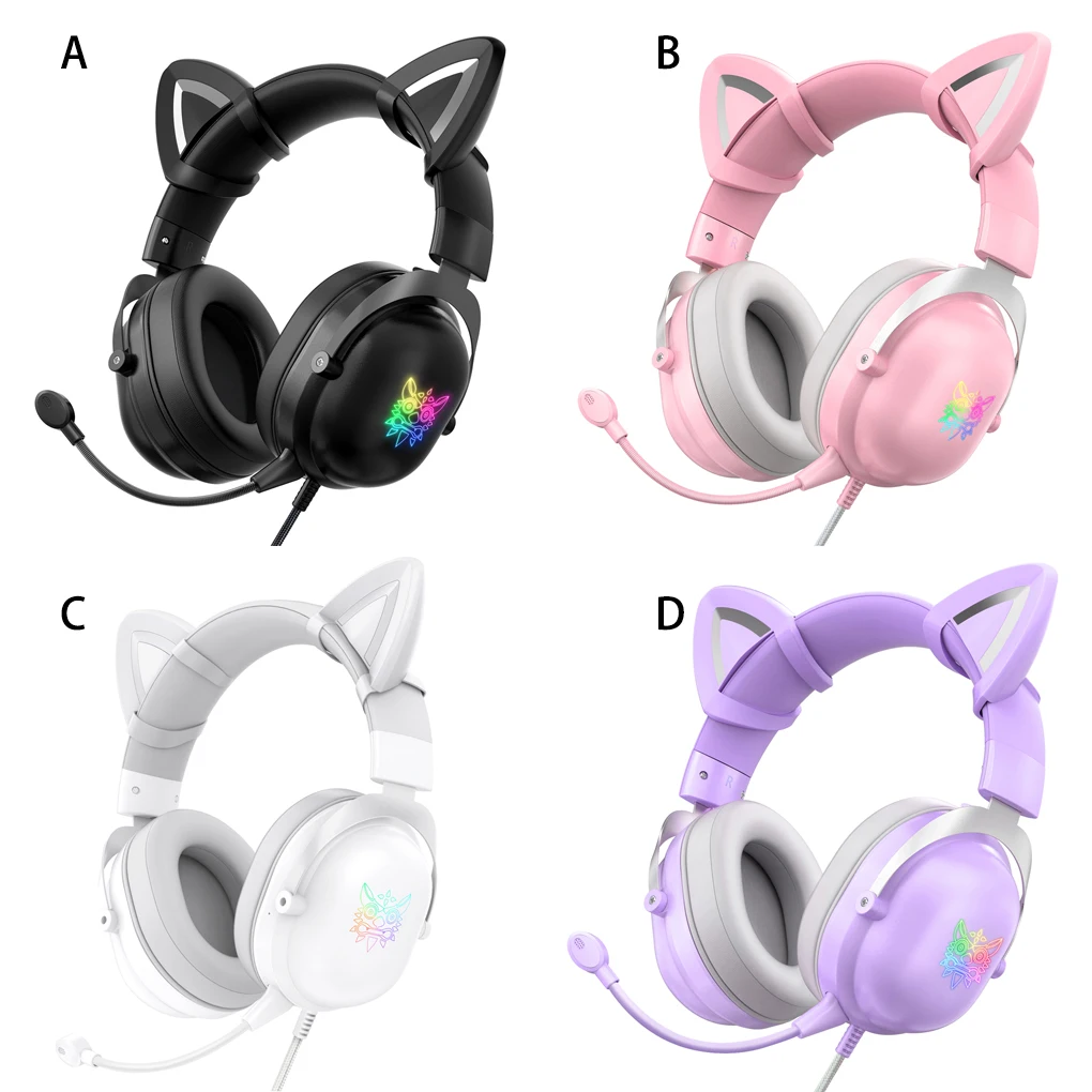 

Проводные наушники Onikuma, игровые стереонаушники со светодиодной подсветкой RGB, вращающиеся на 360 градусов наушники со всенаправленным микро...