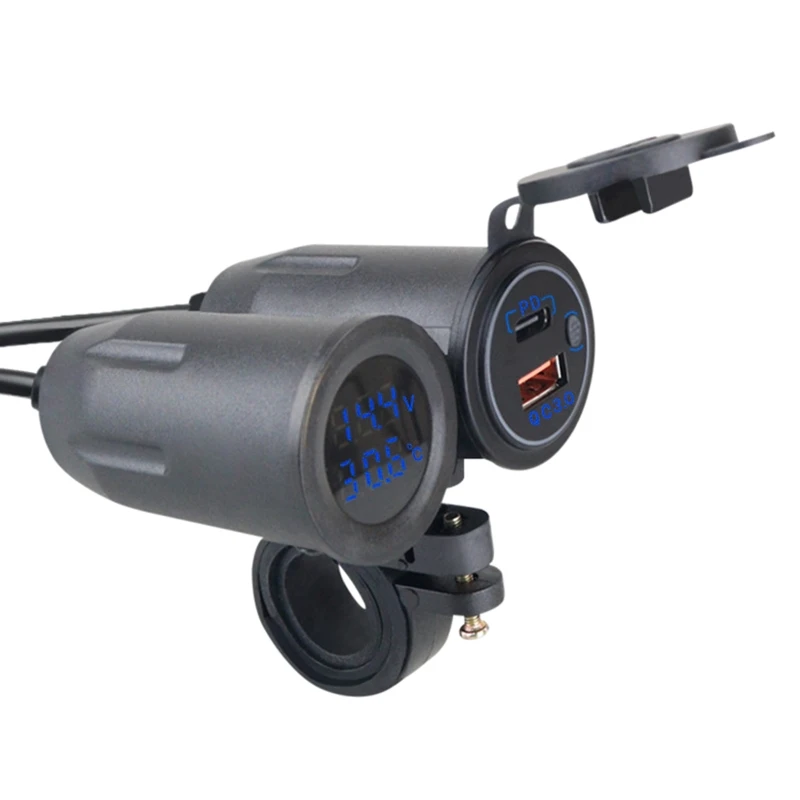 

Быстрое зарядное устройство с двумя портами USB, разъем QC3.0 PD, адаптер зарядного устройства для мотоцикла, лодки R2LC