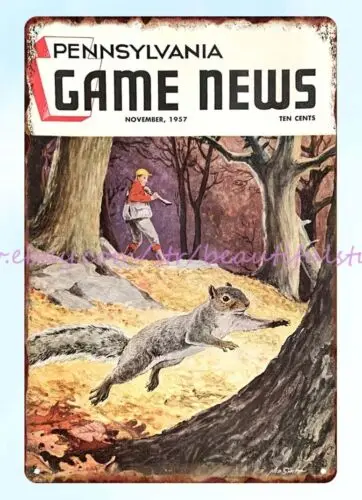 1957 белка Охота Пенсильвания игра новости металлический жестяной знак