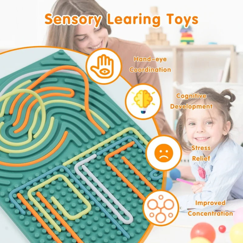 Детская цветная силиконовая рельефная пластина сенсорная активность английская