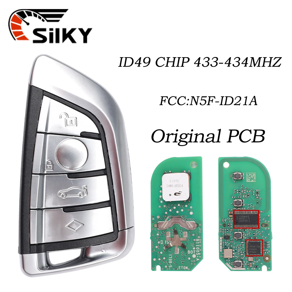 

SilKY FCC:N5F-ID21A 433,2-434,6 МГц ID: 49 чип Смарт-ключ для BMW-G Chassis Origina Board 5 6 7 X3 X5 X7 G01 G02 G08 G30 G31 G32 G3