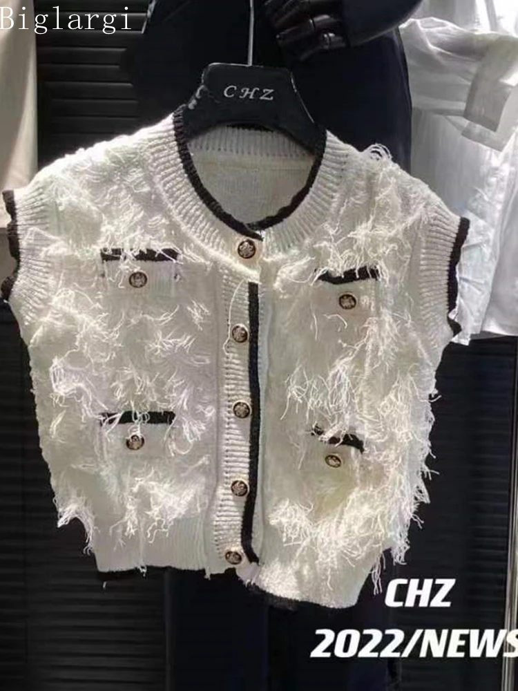 

Белый вязаный жилет, летний кардиган, женские повседневные свободные топы для женщин, женская мода 2022