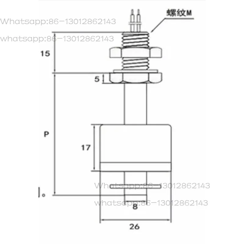Фото Тетрафторэластомерный поплавковый выключатель, устойчивый к кислотам и щелочам, высокотемпературный, из ПВДФ, для контроля уровня жидкости, малый размер №2