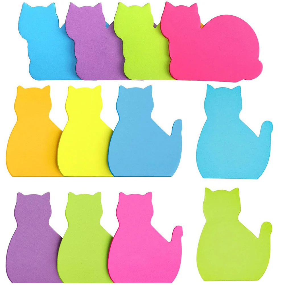 

12Pcs Adorable Adhesive Notes Computer Memo Pad Pocket Note Paper (Random Style)
