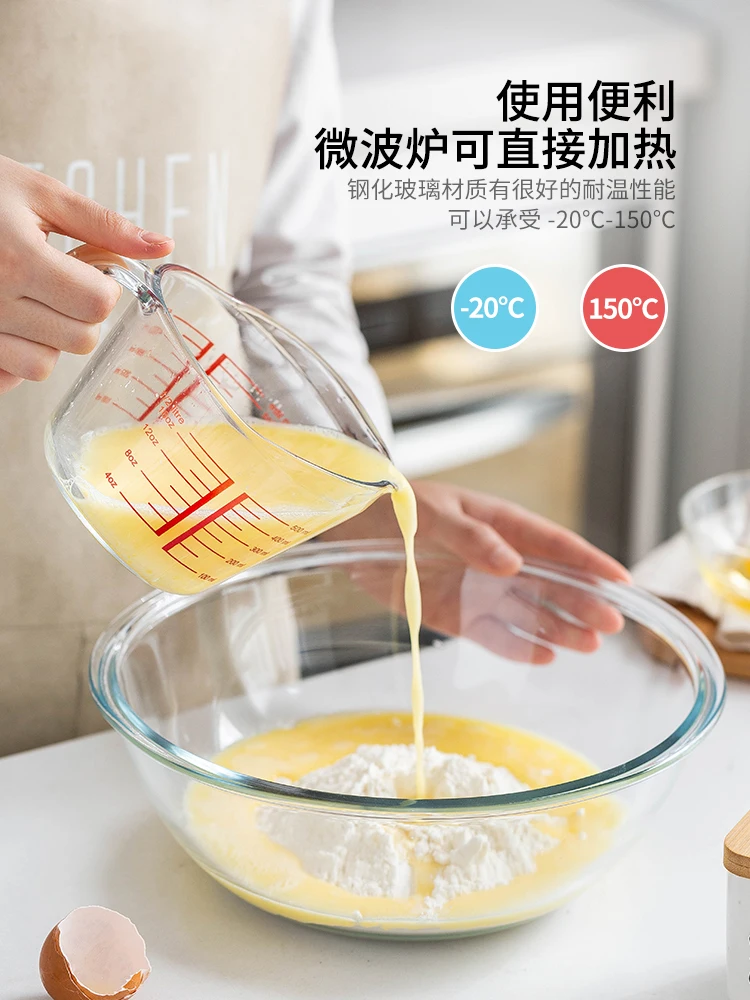 

2022 Glass Measuring Cup With Scale High Temperature Resistant Kitchen Baking At Home Food Grade Beating Egg Large Capacity Cup