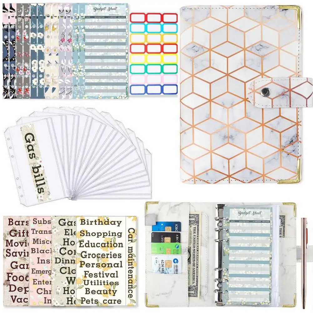 

[ Ready Stock ] A6 Budget Binder Budget Planner Money Organiser With Zipper Bag Stickers Lightweight Portable Bookkeeping