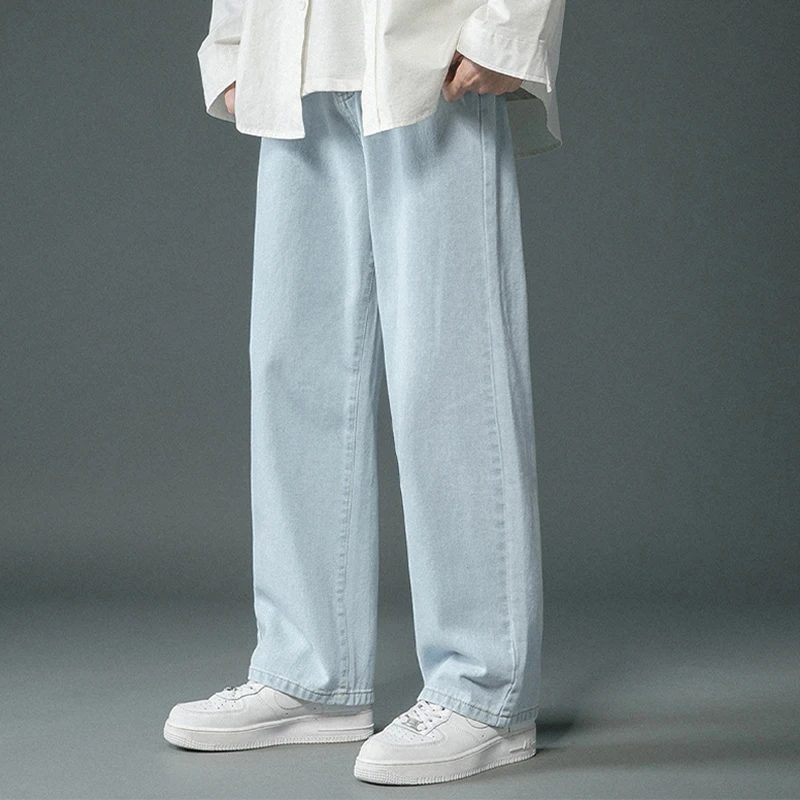 2023 New Men Straight Jeans Loose Casual Hip Hop Streetwear Black Denim Pants Male Baggy Korean Fashion Cargo Pants Men Clothing