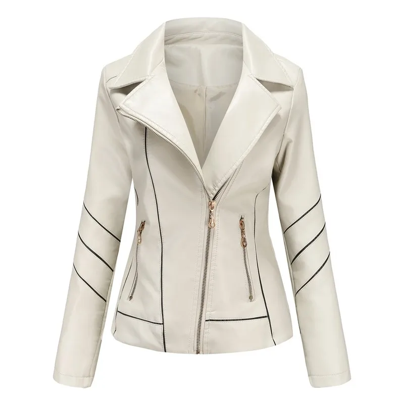 Casual Lapel Slim Leather Fashion Zipper Short Coat Outerwear Retro Motorcycle Jackets 2021 New Autumn Women PU Leather Jacket