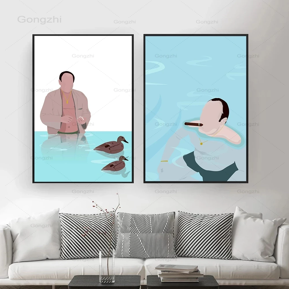 

Movie Smoking Sopranos Inspired Canvas Painting Pool Swimming Posters and Prints Wall Pictures for Living Room Home Decor