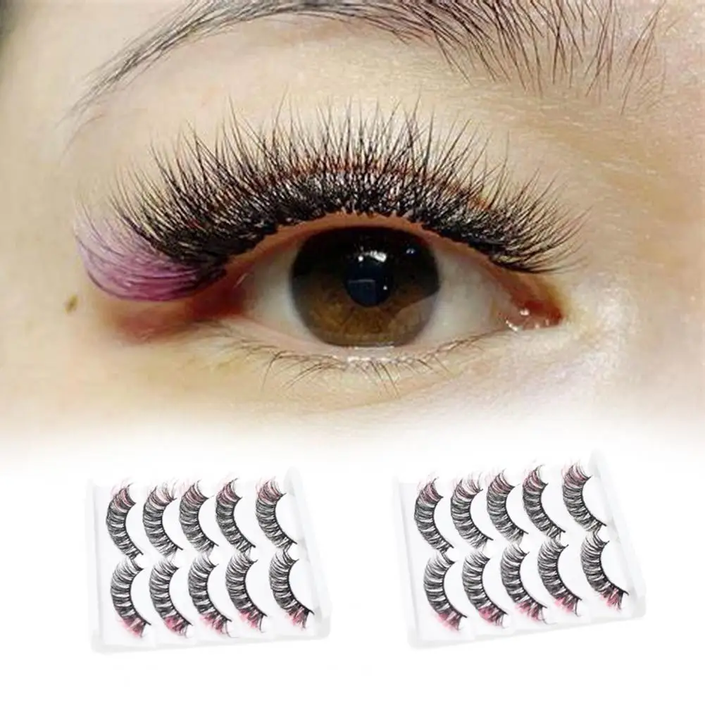 

5Pairs Fake Eyelashes Soft Comfortable to Wear Fiber Colorful Thick False Eyelashes for Women Natural Eyelash Decoration