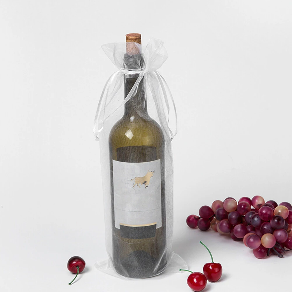

30pcs Sheer Organza Wine Bottle Cover Wrap Gift Bags Jewelry Christmas Wedding Party Decoration Supplies Jewellery Gifts Boxes